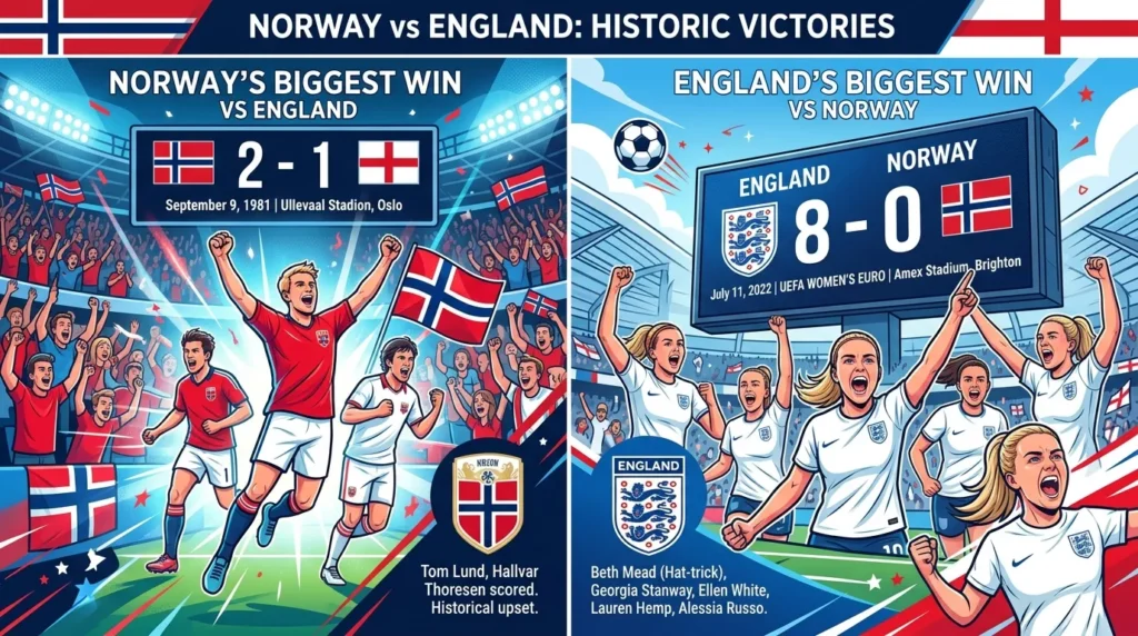 Norway vs England Biggest Wins